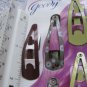 6 Goody Reversible Double Sided Snap Hair Clips Flowery & Solid Brown White