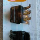 2 Scunci No Slip Grip All Day Hold Jaw Hair Clips Brown Black Plastic Claw Stay