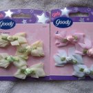 8 Goody Girls Baby White Pink Yellow Fabric Rose Flowers Hair Barrettes Pastel