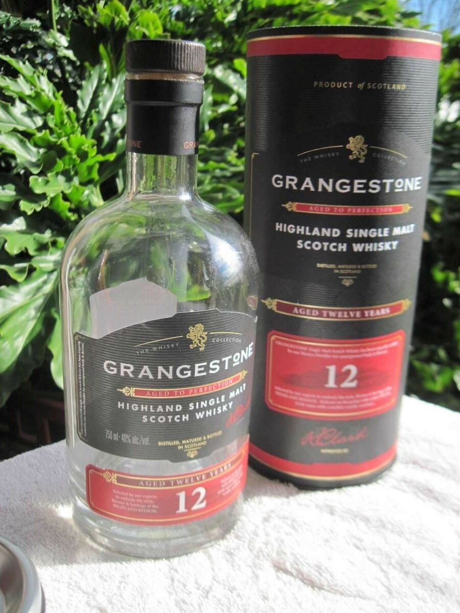 Empty 750ml Grangestone Highland Single Malt Scotch Whisky Scotland Tube Box Lid