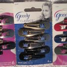 6 Goody Sara Beth Metal Contour Hair Snap Clips Brushed Metal Painted Pink Blue