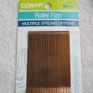 18 Conair Brown Roller Pins Flat Wide Metal Bobby Slides Bronze Brunette Styling