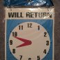 Bazic Rectangular Open Come In Will Return Adjustable Clock Sign Chain 9 x 7.5 "
