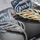 Goody Fashionow Diamonds Metal Gold Leaf Hair Barrette Clip Fancy Inlaid Gems