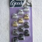 12 Goody Metallic Painted Plastic Small Hair Claw Clip Silver Gold Black Glitter