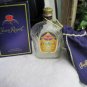 Empty Clear Heavy Glass Crown Royal 750 ML Whisky Bottle Purple Gold Fabric Bag