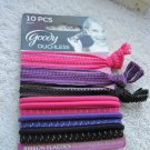 10 Goody Elastics Mixed Ponytailer Hair Bands No Metal 3 Lace Tied Ribbon Purple