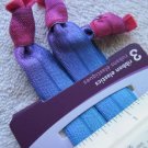 3 Goody Ribbon Elastics Ponytailer Hair Bands No Metal Shiny Tie Dye Pink Blue