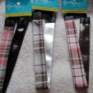 3 Goody Glam Wide Reversible Shiny Silver Pleather Plaid School Girl Headbands