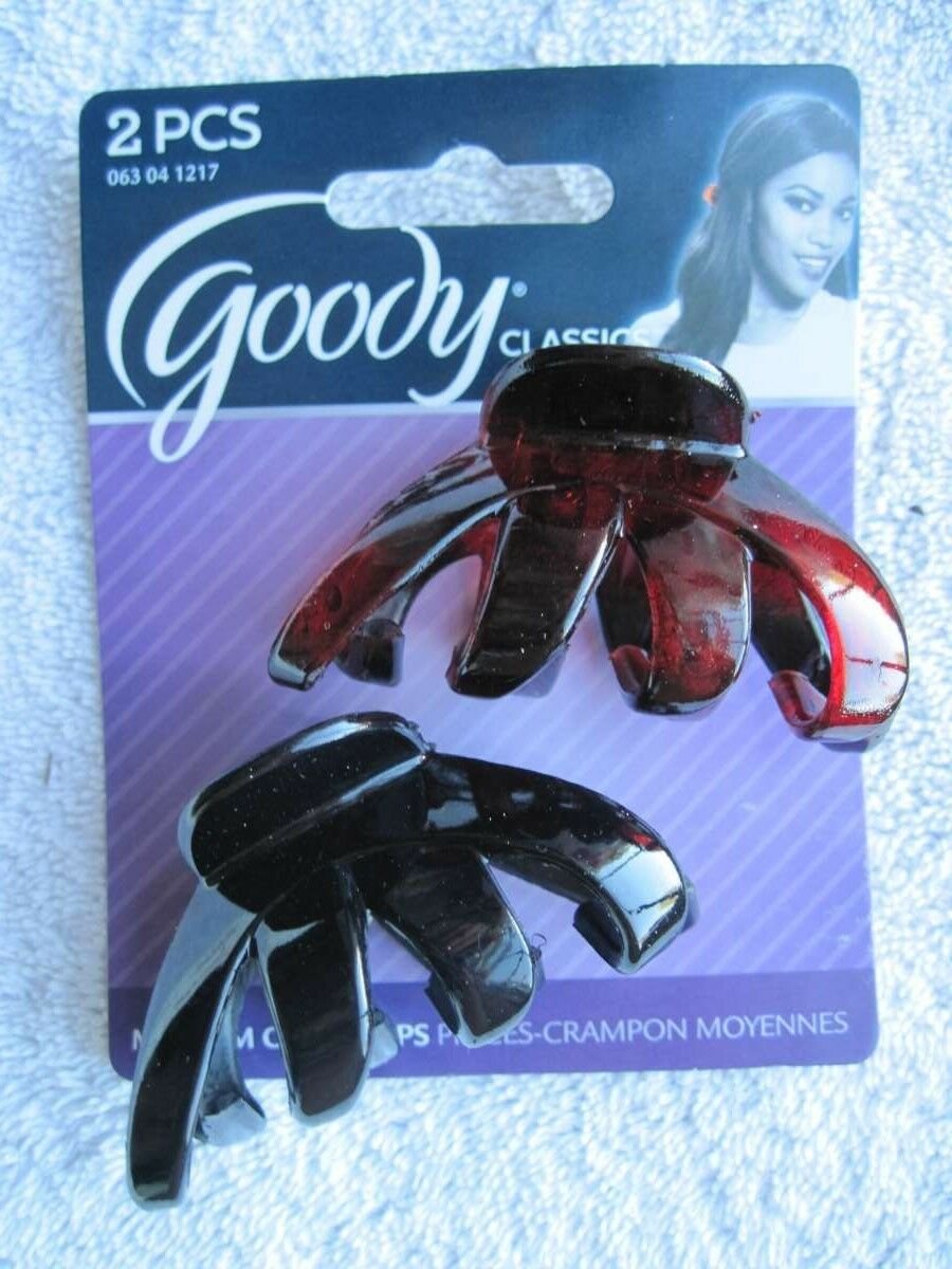 2 Goody Classic Medium Black Tortoise Spider Octopus Plastic Jaw Claw Clips 2.5"