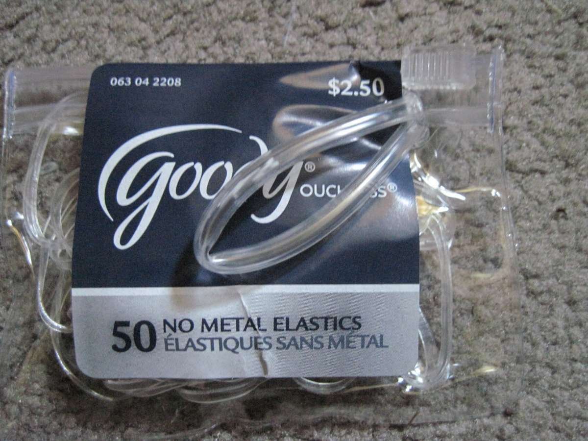50 Goody Value Pack Clear Ouchless No Metal Small Poly Elastic Hair Bands Pouch