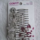 Conair Sophisticates Silver Metal Side Comb Floral Rhinestones Hair Accessory
