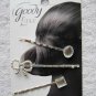 3 Goody Shiny Silver Diamond Gem Bow Oval Metal Collins Bobby Slide Hair Pins