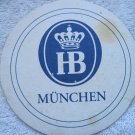 HB Munchen Pulp Board Beer Drink Coaster Blue White Crown Stained Dirty