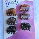 6 Goody Brynn Plastic Claw Clips Black Tort Brown Small Mini Tiny Hair Jaw Holes