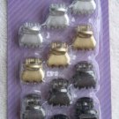 12 Goody Metallic Painted Plastic Small Hair Claw Clip Silver Gold Black Glitte