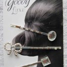 Goody Shiny Silver Diamond Gem Bow Oval Squre Metal Collins Bobby Slide Hair Pin
