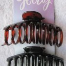 2 Goody Claw Clips Black Amber Tortoiseshell Brown Curved Rounded Hair Jaw Clip