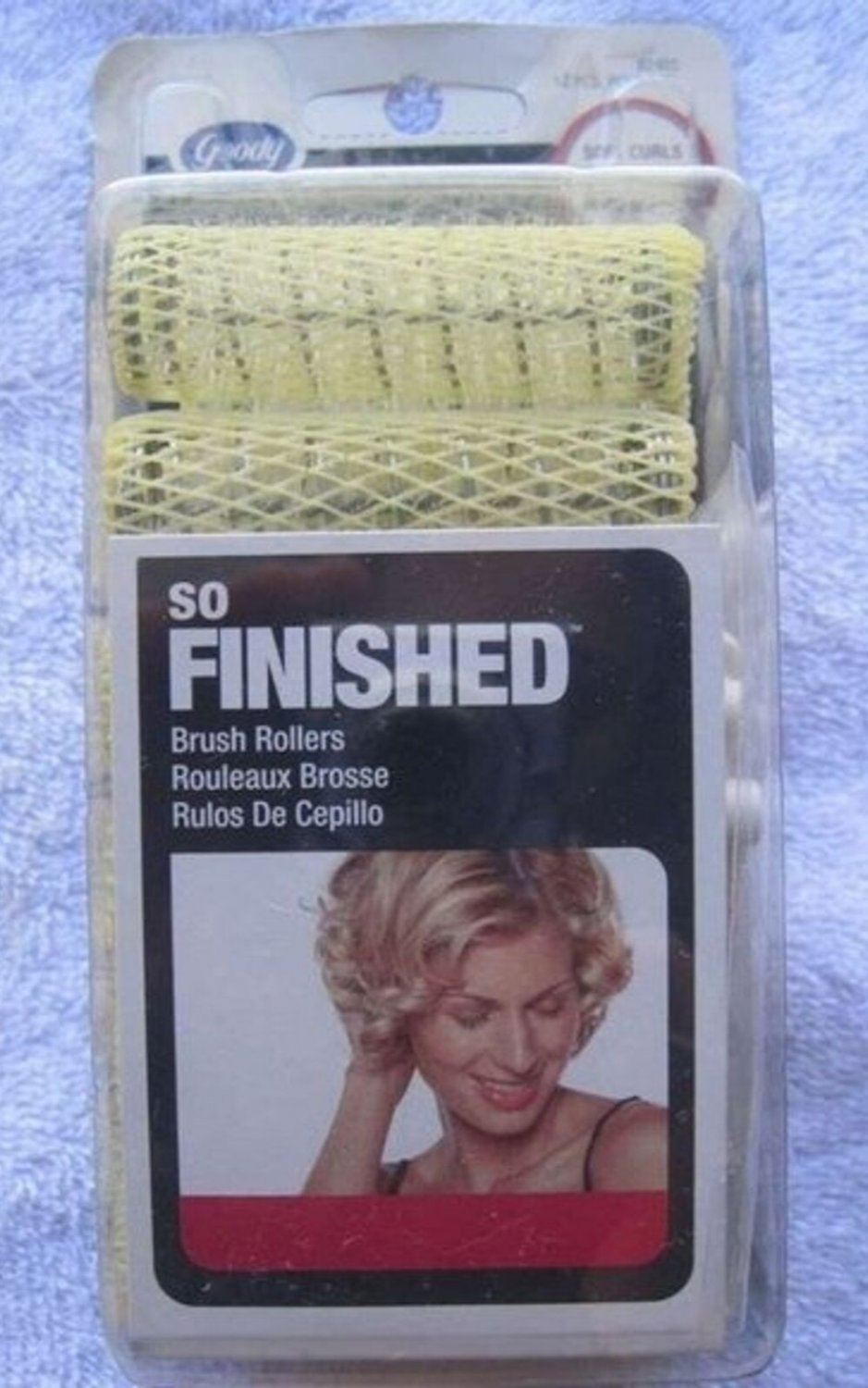 12 Goody 2006 Small Brush Rollers Classic Hair Curlers White Holding Pins Finish
