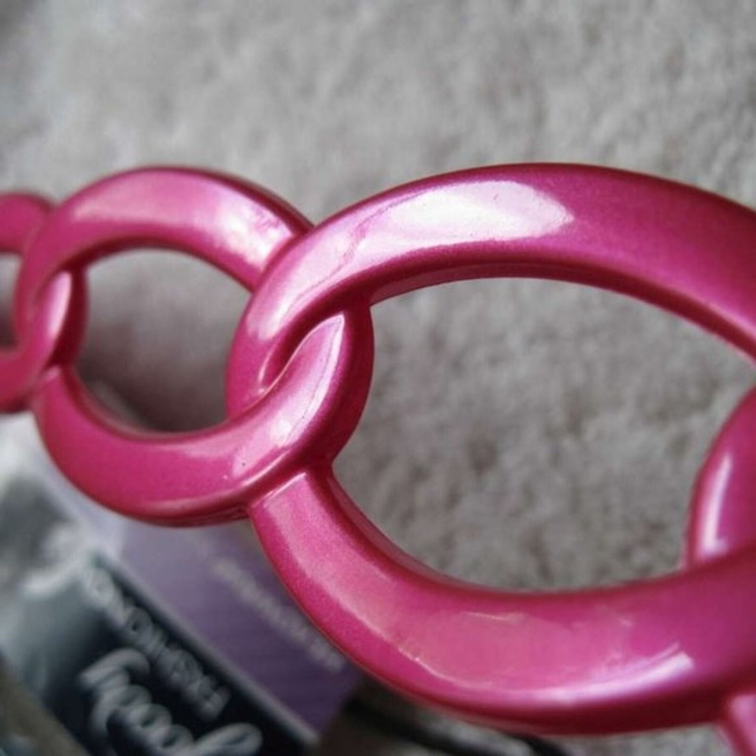 PINK Goody Interlocking Rings Gelly Plastic Headwrap Jelly Head Band Gold Silver