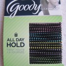 18 Goody Skinny Black w Color Ouchless Slideproof Stay Put Ponytailer Hair Bands