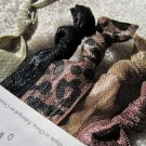5 Goody Ribbon Tie Elastic Ponytailer Hair Bands NoMetal Leopard Brown Tan Beige