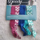 5 Goody Ribbon Elastics Ponytailer Hair Bands No Metal Green Blue Pink Chevron