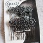 2 Goody Luxe Cecilia Side Combs Fancy Black Rhinestones Swirls Open Teeth Metal