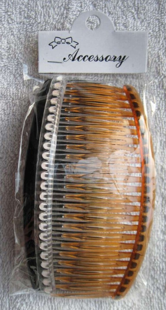 3 Plastic Classic Large 5" Inch Side Hair Comb Fashion Clear Black Amber Brown