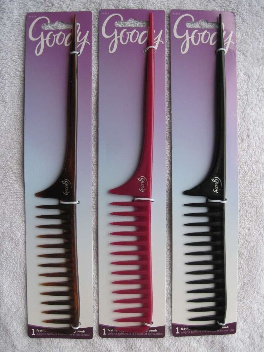Goody Long Tail Pick Feather Hair Comb Wide Teeth Feathered Style Curls Section