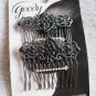 Goody Luxe Cecilia Side Combs Fancy Black Rhinestones Swirls Metal Open Teeth