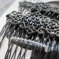 Goody Luxe Cecilia Side Combs Fancy Black Rhinestones Swirls Metal Open Teeth
