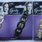 Interlocking Ring Chain Goody Plastic Hair Barrette Metal Back Silver Gold Black