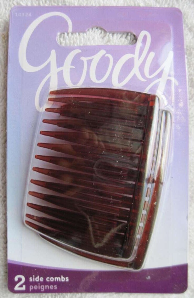 2 Goody Classics Translucent Brown Plastic Fashion Side Combs Kathy Allergy Safe