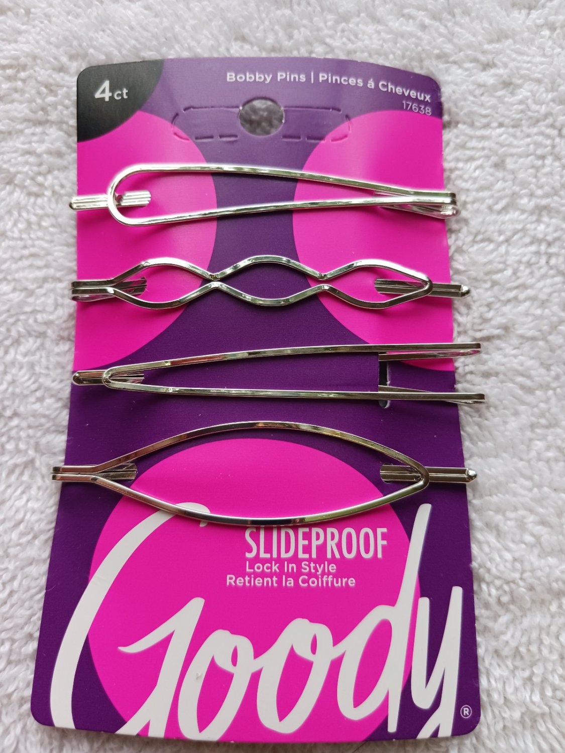 4 Goody Slideproof Decorative Wavy Open Oval Design Bobby Slide Hair Pins Metal