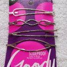 4 Goody Slideproof Decorative Wavy Open Oval Design Bobby Slide Hair Pins Metal