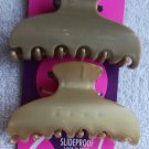 2 Goody Slideproof Inner Teeth Medium Claw Clips Hair Jaw Plastic GoldTan Blonde