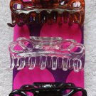 3 Goody Large Claw Clips Hair Jaw Glossy Plastic Black Clear Tortoiseshell Brown