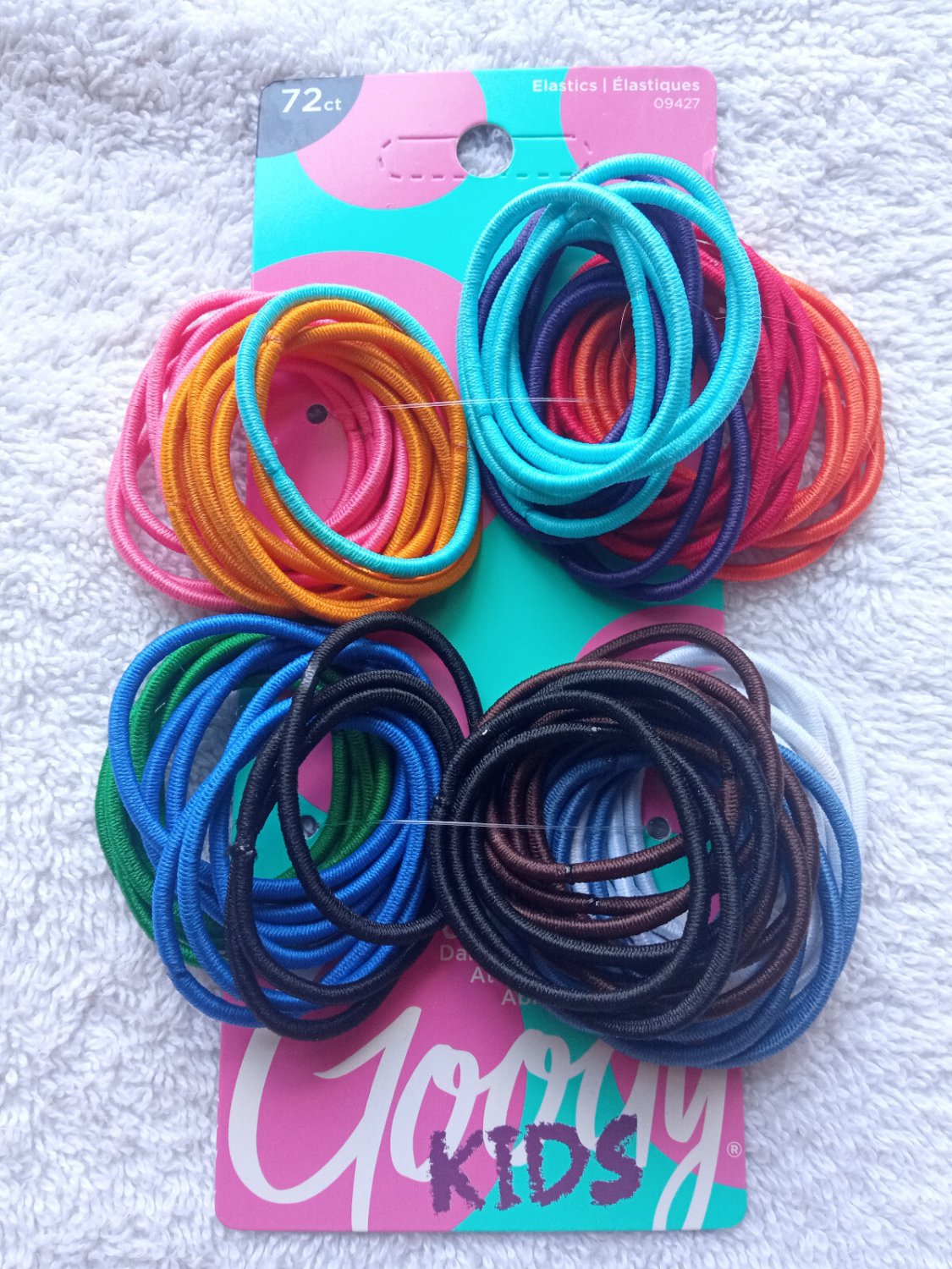 72 Goody Color Thin 2mm No Metal Ponytailer Hair Bands White Blues Ouchless Kids