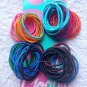 72 Goody Color Thin 2mm No Metal Ponytailer Hair Bands White Blues Ouchless Kids