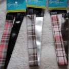 3 Goody Glam Wide Reversible Shiny Silver Pleather Plaid School Girl Head Bands