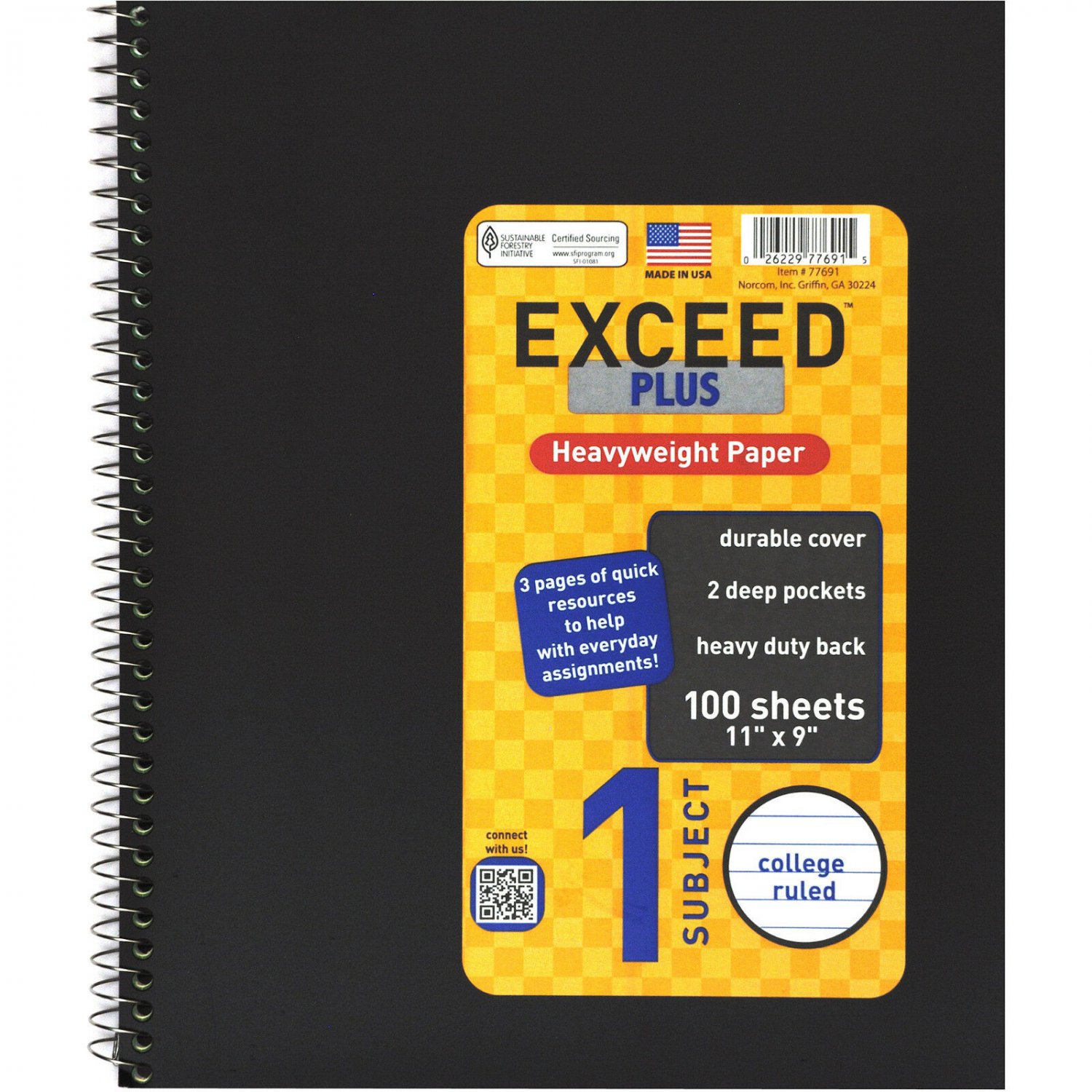 5 Pack Exceed 1 Subject Notebook 100 ct College Ruled Heavyweight Paper