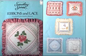 Cross stitch patterns Ribbons & Lace 1983 booklet 6 designs ribbon accents