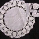 Doily 10.5" diameter linen fabric center hand crocheted edge