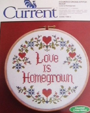 Current Cross Stitch embroidery kit Love Is Homegrown