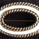 Monet white enamel gold tone oval pin brooch jewelry