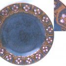 Toyo cloisonne plate 8" navy raised pink flowers gold trim