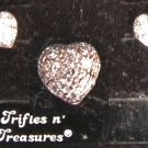 Earrings sterling hearts with rhinestones pierced ear studs MIP