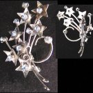 Pin Rhinestone blue stones set in silver tone delicate flowers Pin Rhinestone blue stones set in silver tone delicate flowers