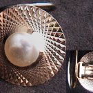 West Germany scarf pin faux pearl center 1 1/8" diameter gold tone West Germany scarf pin faux pearl center 1 1/8" diameter gold tone